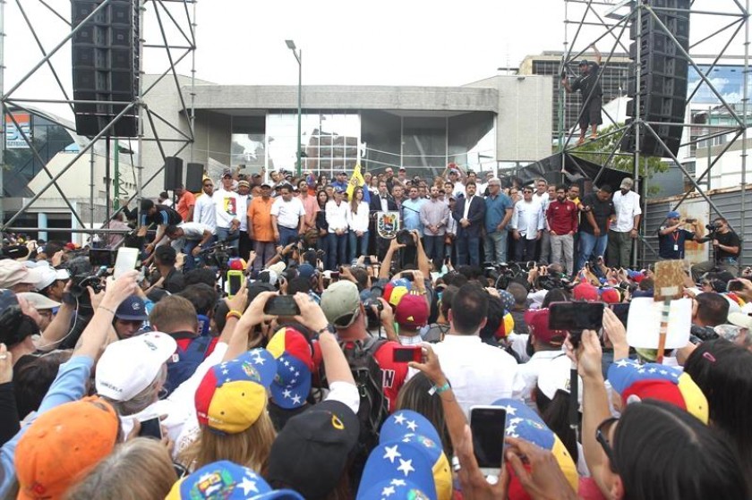 Juan Guaidó luego de su periplo internacional. Foto: EFE