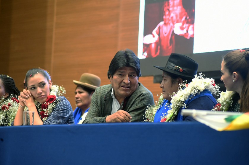 El presidente Morales conmemoró el Día de la Mujer en la Casa Grande del Pueblo. Foto: R. Zaconeta/ABI