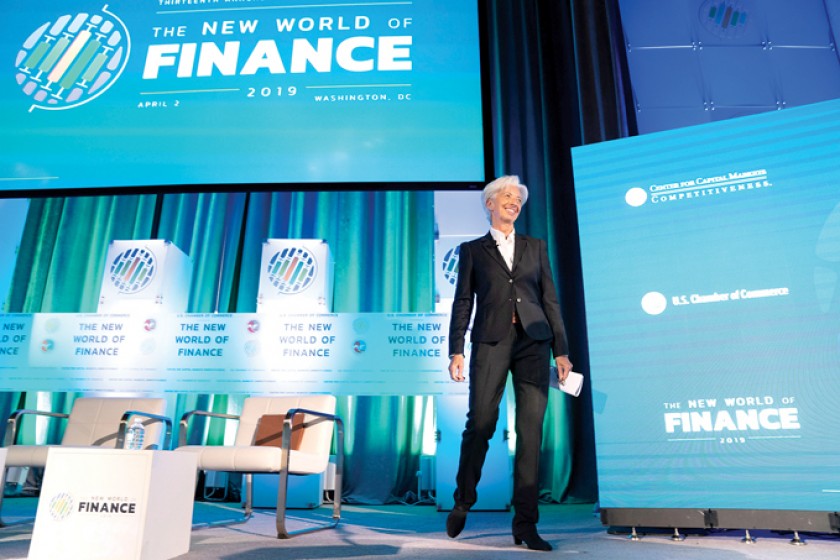 PREOCUPACIÓN. Christine Lagarde interviene durante una conferencia celebrada este martes en la Cámara de Comercio de Est
