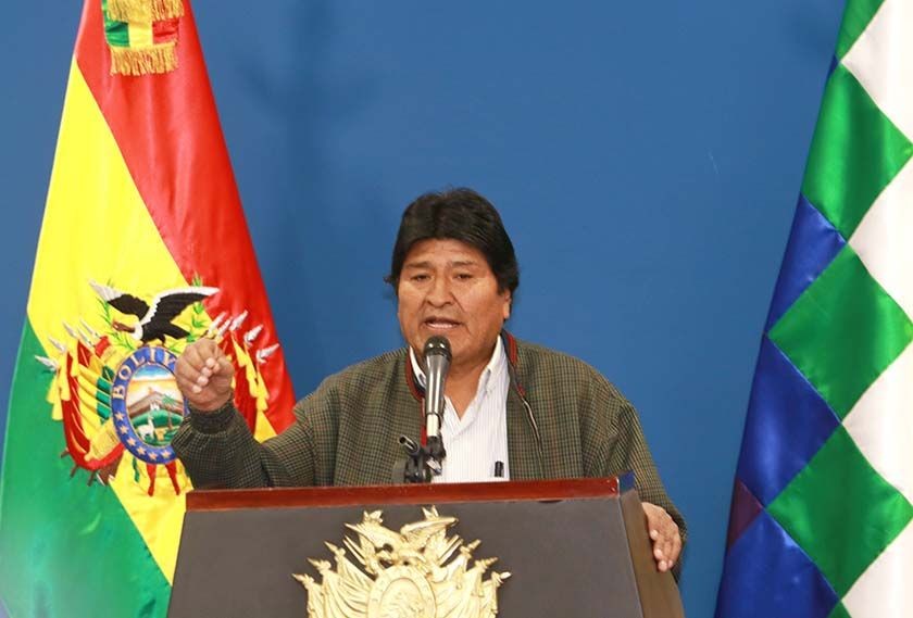 El presidente Evo Morales en conferencia de prensa en la Casa Grande del Pueblo. FOTO: ABI