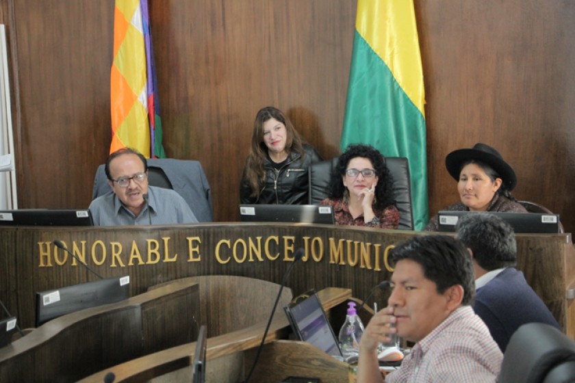 DIRECTIVA. El Concejo Municipal de Sucre actualmente está dirigido por la alianza FRI-CST, a la cabeza de Rosario Flores