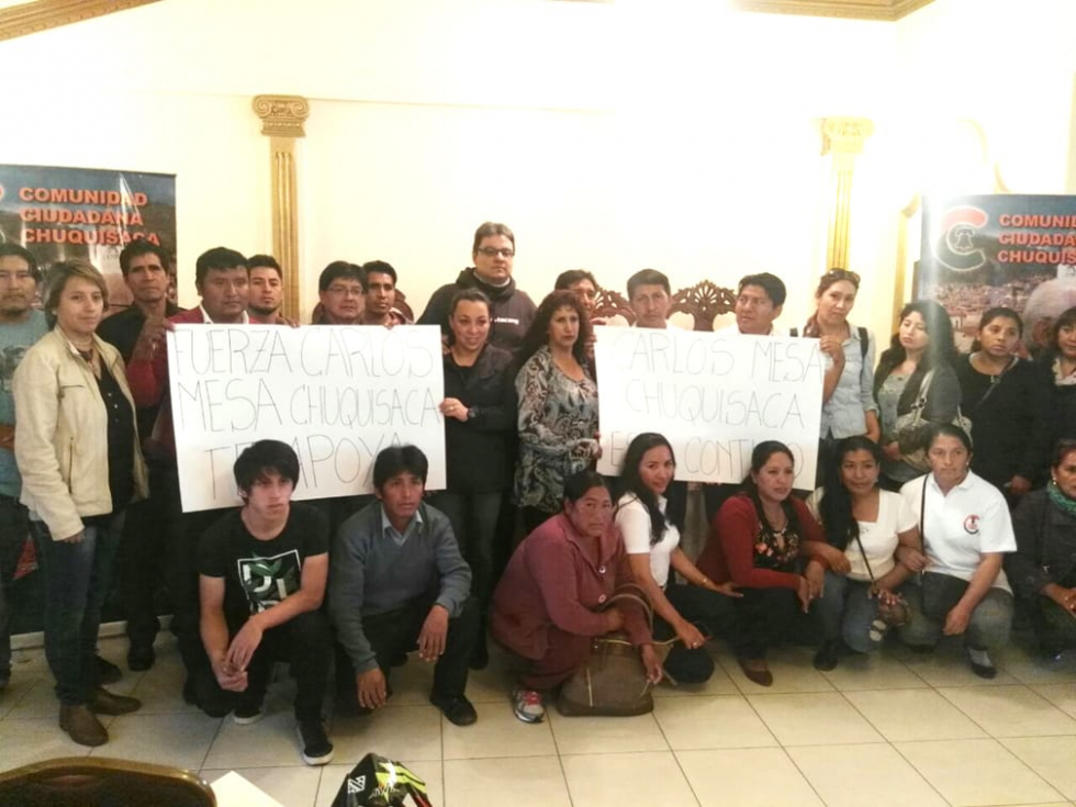 DENUNCIA. Los militantes del partido de Carlos Mesa reunidos en un congreso en Sucre.