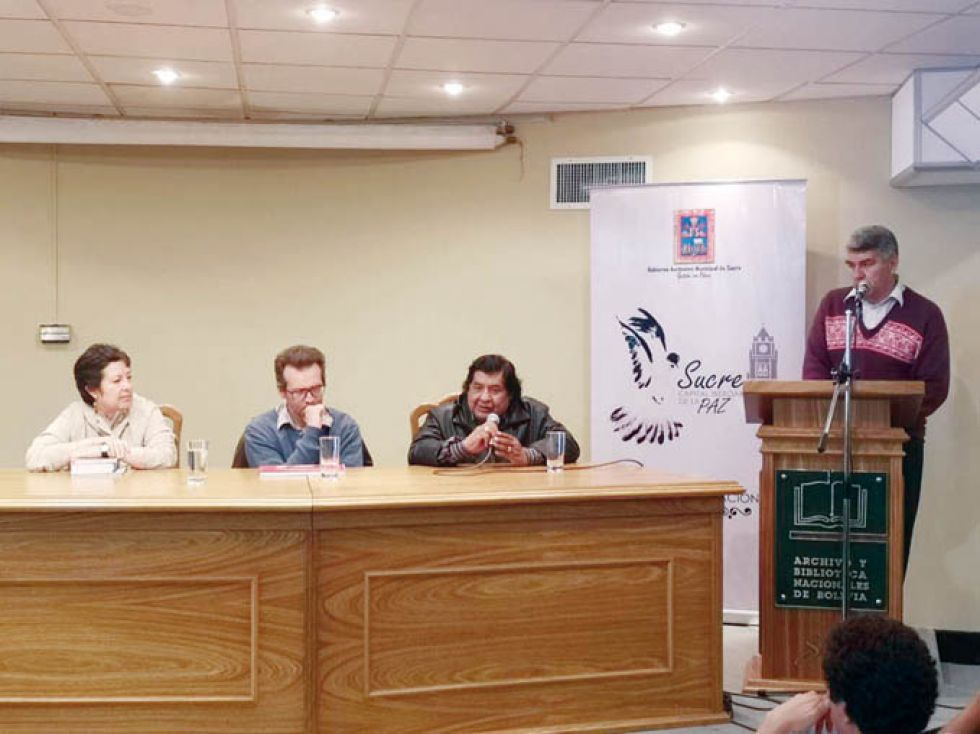 ACTO. De izq. a der., Cloris Lambertín, Vincent Nicolas, Roberto Sahonero y N. Benjamín Torres.