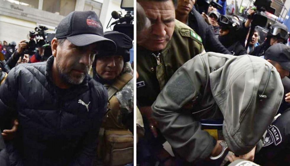 Los ex jefes policiales Gonzalo Medina y Fernando Moreira a su llegada a la cárcel de San Pedro.