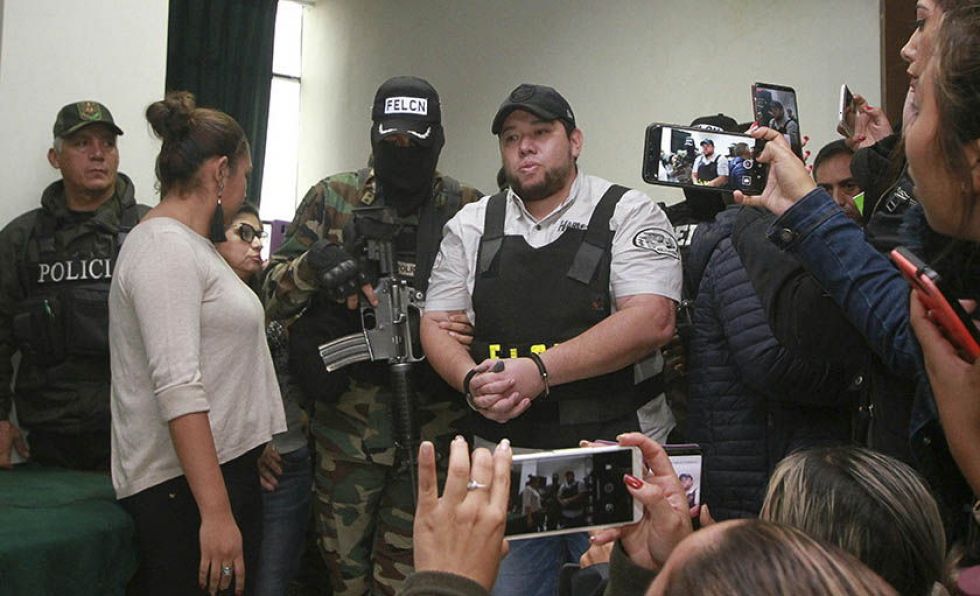El narcotraficante Pedro Montenegro cuando fue presentado ante los medios de comunicación tras su entrega.