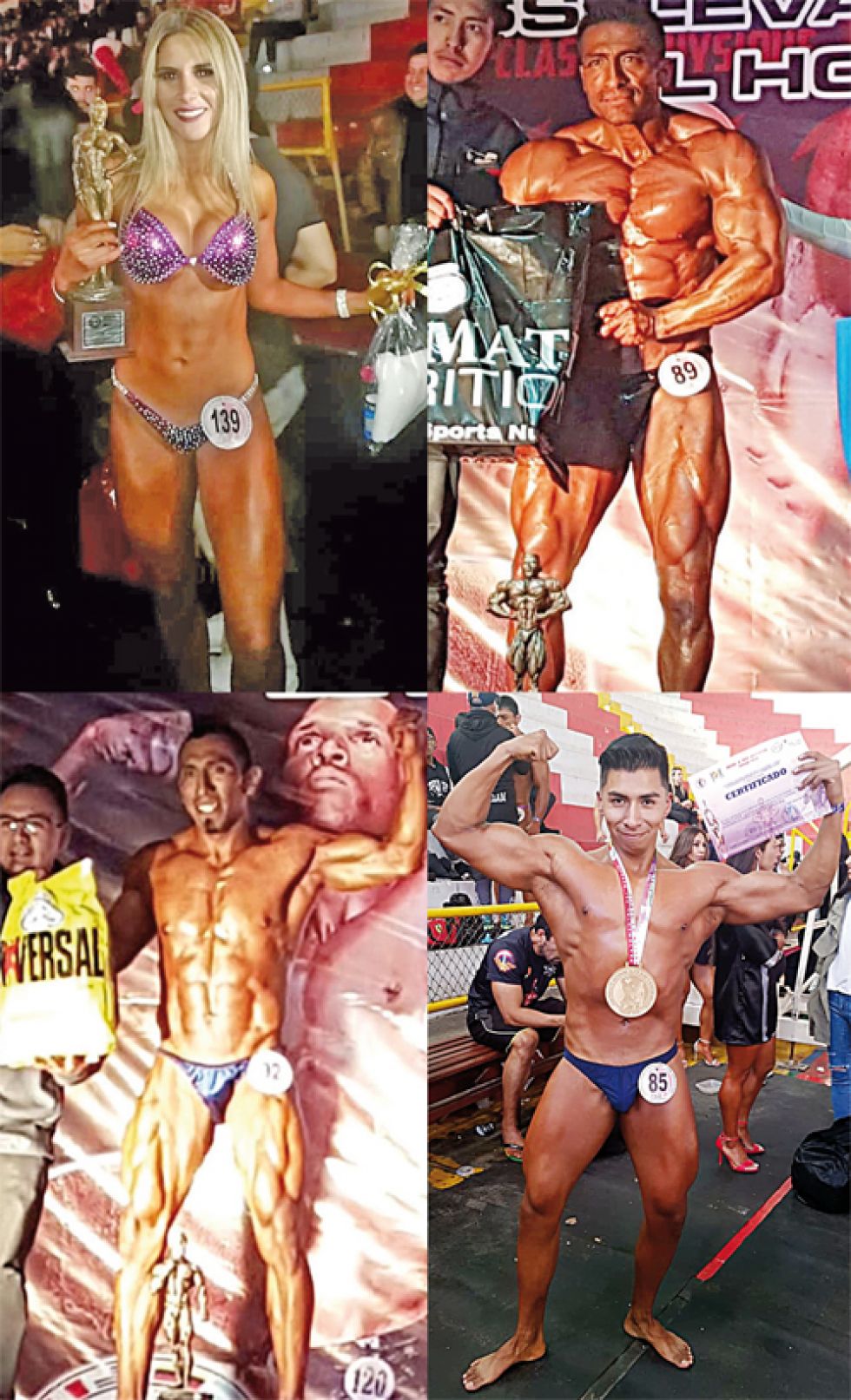 Gilda Mendoza, Herbert Copa (arriba), Alexander Camacho (abajo izq.) y Marvin Villarpando fueron algunos de los campeones.