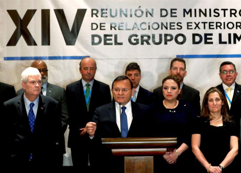 DECLARACIÓN. Cancilleres de los países del Grupo de Lima ofrecen una conferencia de prensa.