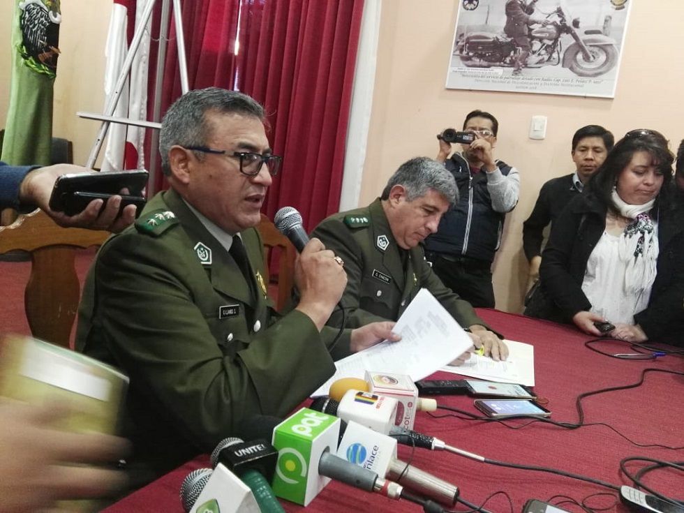 El director departamental de la Fuerza Especial de Lucha Contra la Violencia (Felcv) de Chuquisaca, coronel Gustavo Llanos.