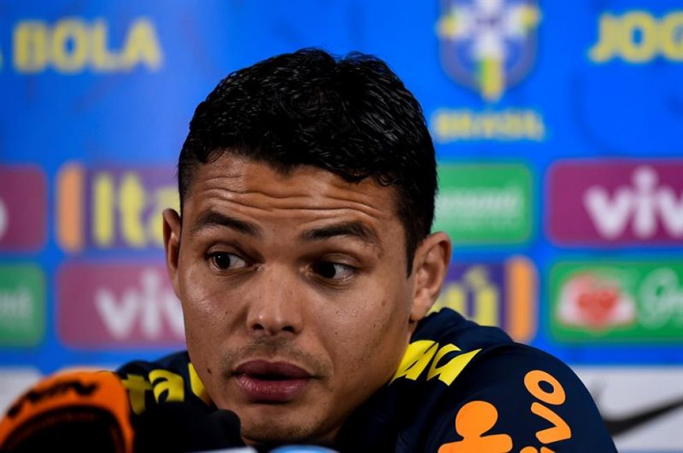Thiago Silva durante una rueda de prensa.
