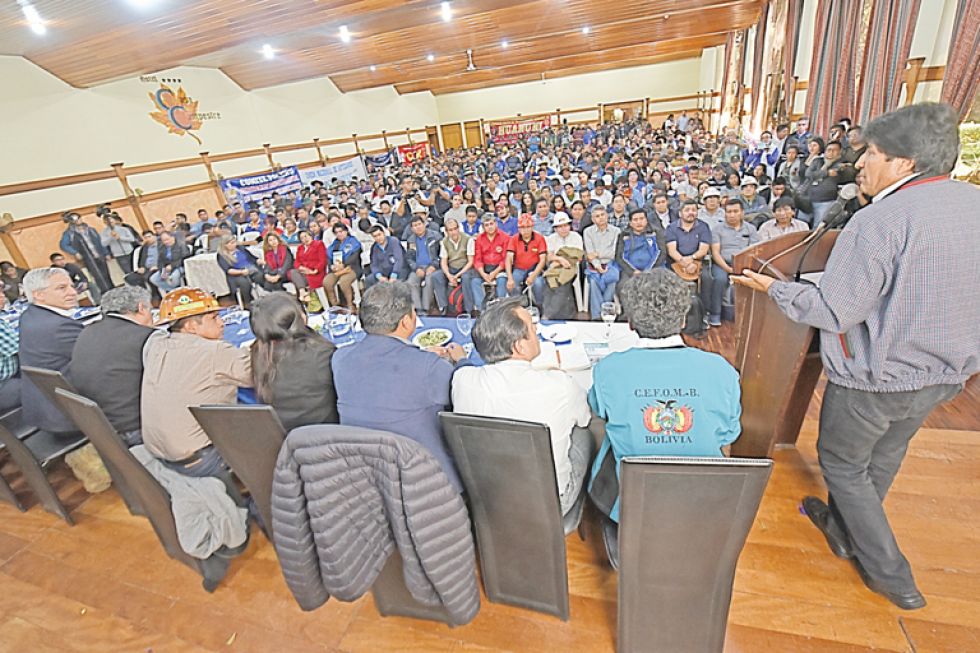 PROGRAMA. Evo Morales durante la clausura del encuentro en Cochabamba.