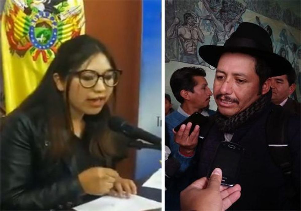 La diputada Yesenia Yarhui y el gobernador de Chuquisaca, Esteban Urquizu.