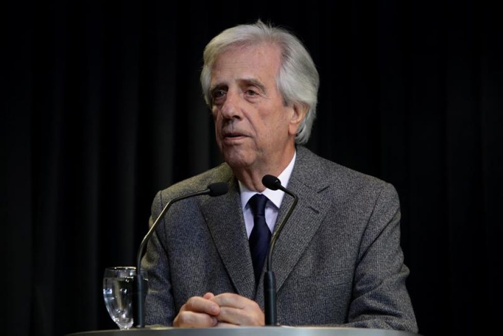 El presidente uruguayo Tabaré Vázquez en la conferencia de prensa en la que informó sobre su estado de salud..