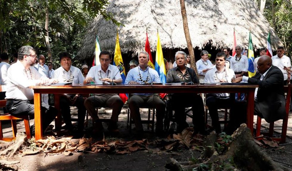 Los presidentes y representantes de Colombia, Brasil, Bolivia, Ecuador, Perú, Surinam, y Guyana firmaron el Pacto de Leticia por la Amazonía.