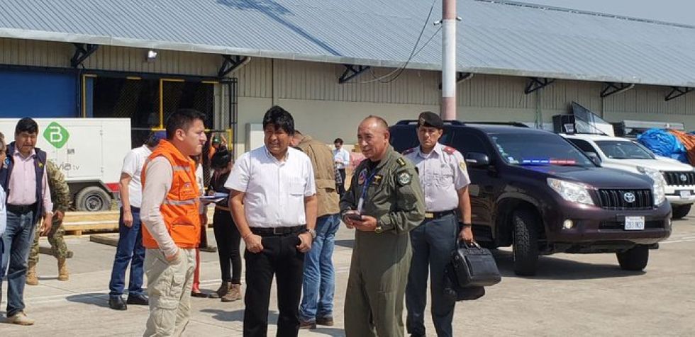 El presidente Evo Morales a su llegada a Viru Viru este lunes.