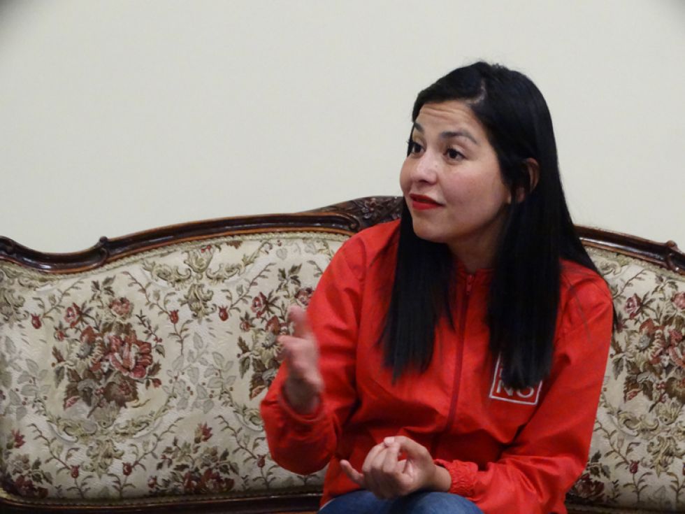 La candidata a la vicepresidenta por la alianza Bolivia Dice No, Shirley Franco