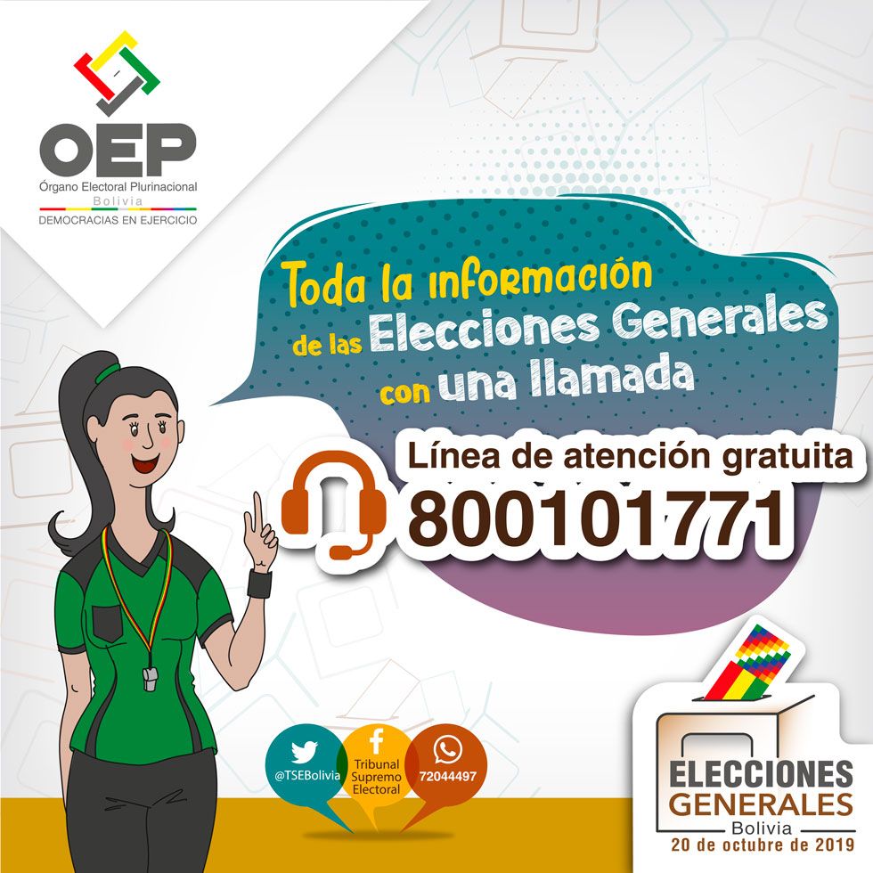 El TSE habilita la línea gratuita 800-101771 para atender las consultas de la ciudadanía sobre las Elecciones Generales