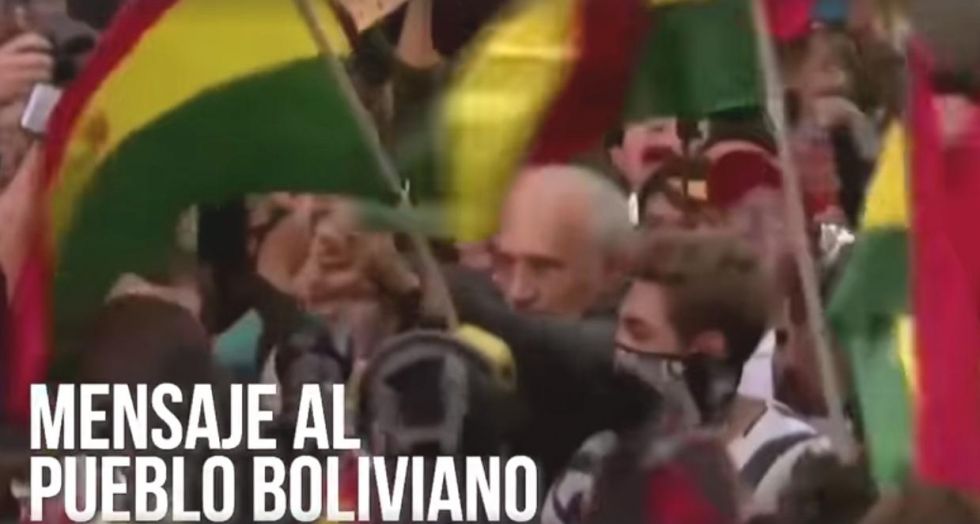 El mensaje de audio de Mesa está acompañado de imágenes de las movilizaciones.