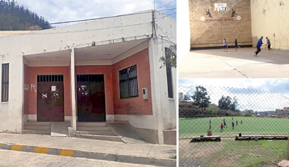 El coliseo San José no se abre porque fue tomado por los maestros rurales; al lado, la cancha y los frontones de Garcilazo que todavía no fueron intervenidos.