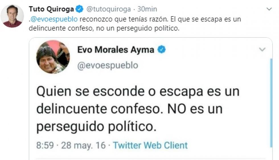 El tuit de Quiroga.
