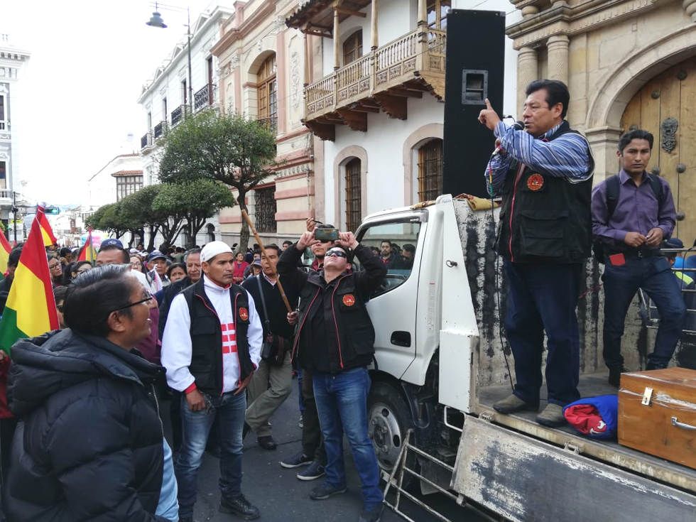 Carlos Salazar durante su discurso  de esta tarde.