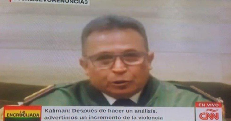 El excomandante en jefe de las Fuerzas Armadas (FFAA), Williams Kaliman, en su entrevista con CNN.