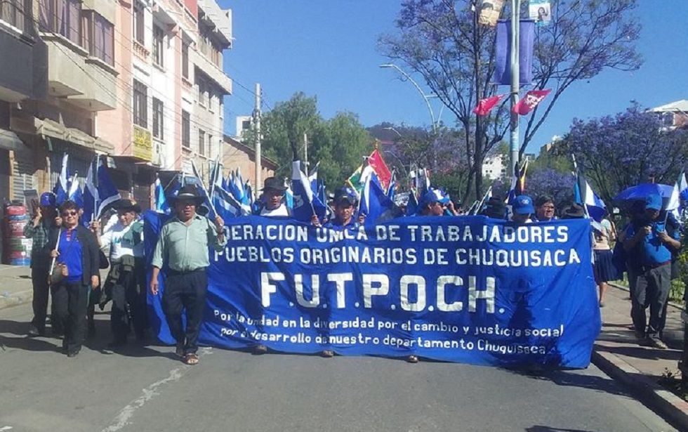 La Federación Única de Trabajadores Campesinos de Chuquisaca en una anterior movilización..