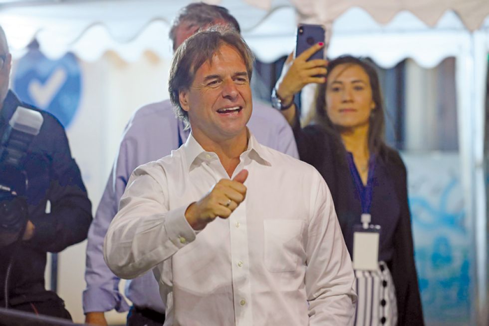 VENCEDOR. Luis Lacalle Pou, del Partido Nacional (PN, centroderecha), ganador de las elecciones generales en Uruguay.