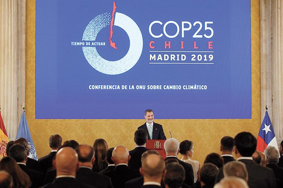 REUNIÓN. EL rey Felipe VI pronuncia un discurso durante la recepción a los jefes de Estado.
