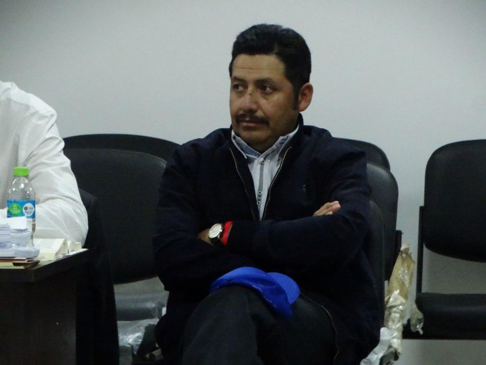 El gobernador de Chuquisaca, Esteban Urquizu, durante la audiencia de ayer.