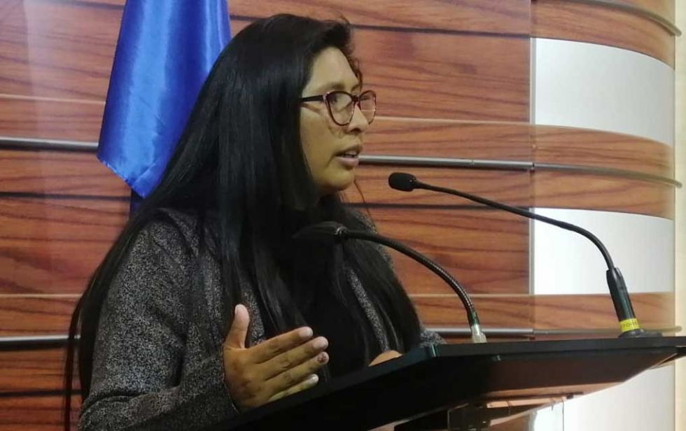 La presidenta del Senado, Eva Copa.