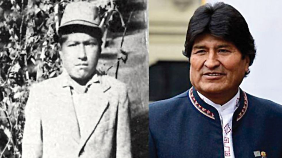 MOMENTOS. Dos imágenes del mismo personaje: un Evo Morales niño, y el otro, el ex Presidente.