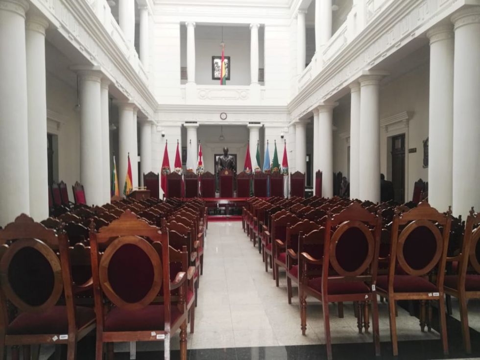 Así se prepara el hall del Tribunal Supremo de Justicia (TSJ) para la inauguración del Año Judicial.