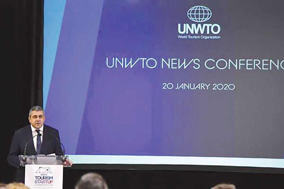 El secretario general de la Organización Mundial del Turismo (OMT), Zurab Pololikashvili, ofrece una conferencia de prensa.