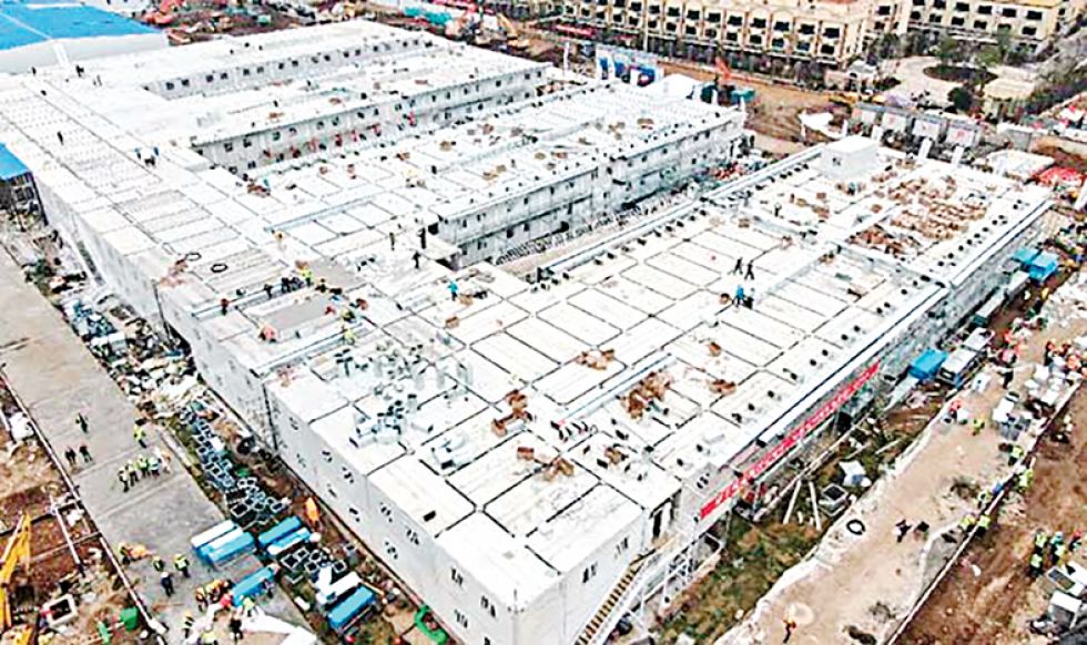 WUHAN. Una imagen del hospital que construyó China en diez días para tratar a los enfermos de coronavirus.
