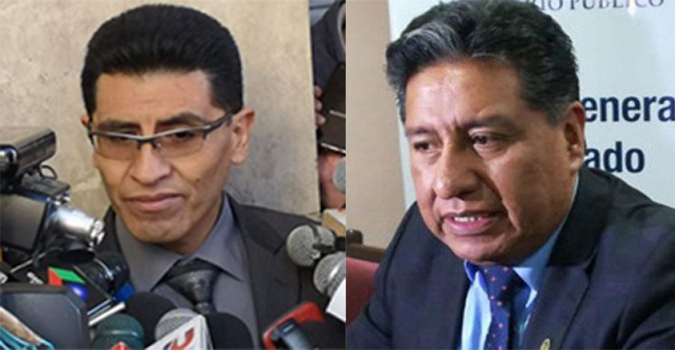 El fiscal de Materia, Samuel Lima, y el fiscal departamental de La Paz, Williams Alave.