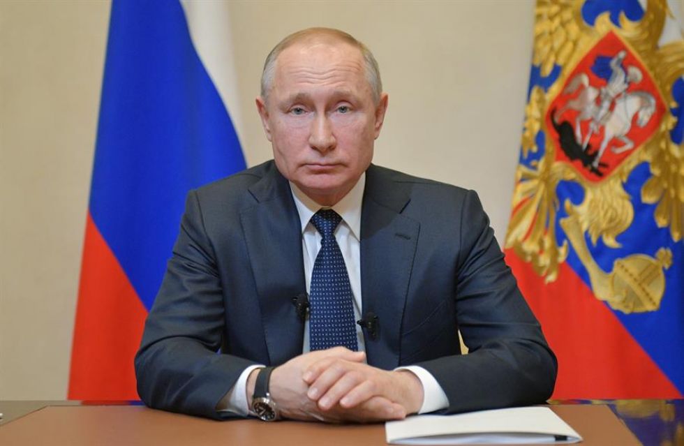 El presidente ruso, Vladimir Putin, pronuncia un discurso televisado a la nación sobre la situación del coronovirus en su país.