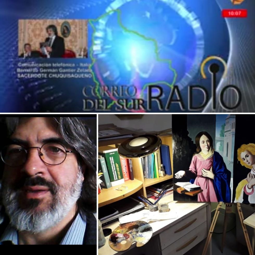 El contacto desde Roma con el padre Bernardo Gantier. Abajo, a la derecha, su estudio en Roma.