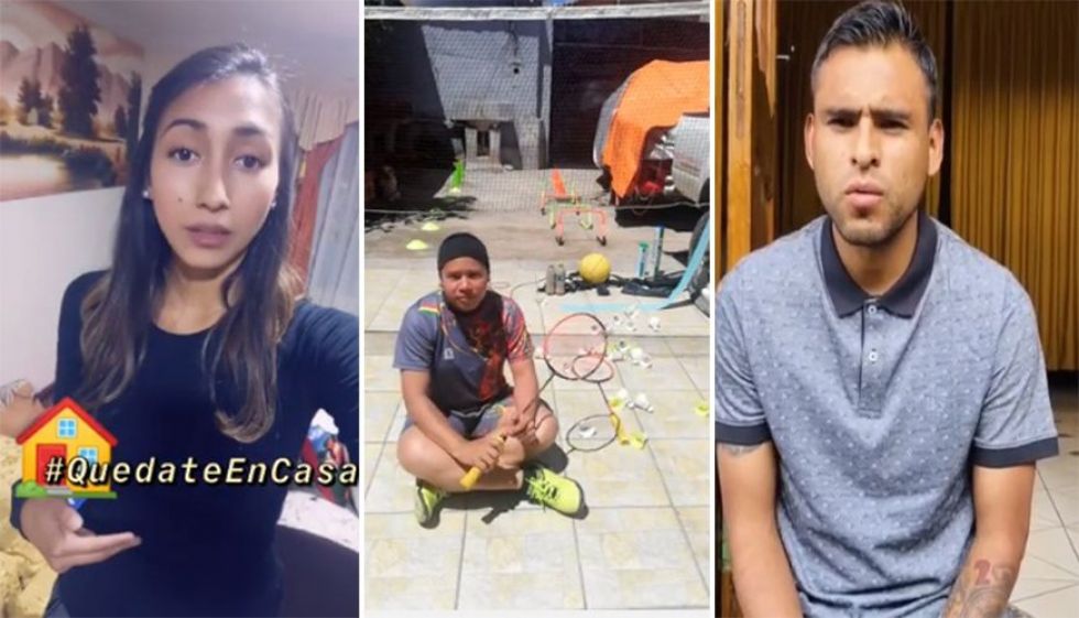 Los deportistas chuquisaqueños Adriana Delgadillo, Juanita Siviora y Saúl Torres.