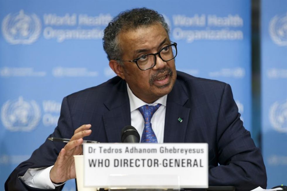 El director general de la Organización Mundial de la Salud (OMS), Tedros Adhanom Ghebreyesus, en una conferencia de prensa reciente.