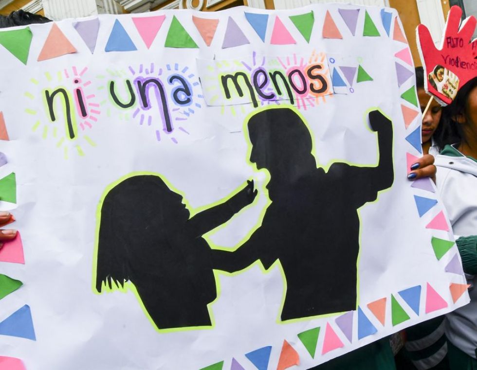 Un cartel contra el feminicidio y la violencia de género.