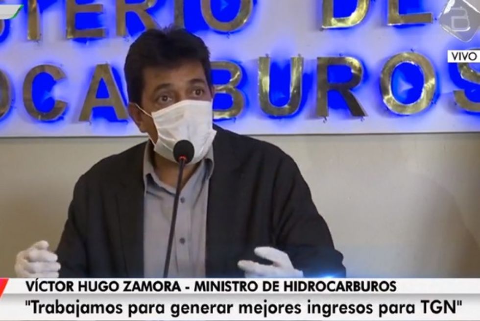 El ministro Zamora en conferencia de prensa.