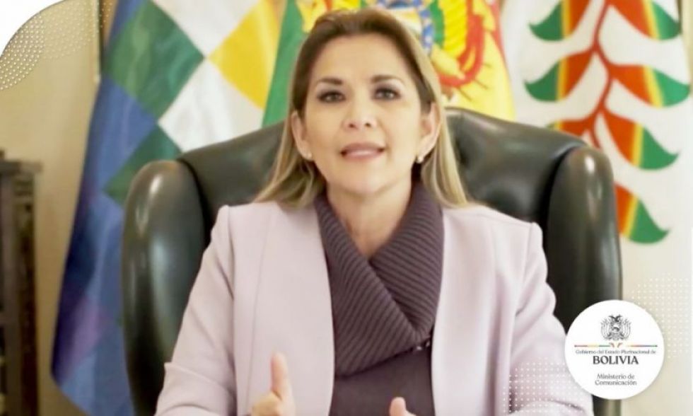 La presidenta Jeanine Áñez en su mensaje de ayer, lunes, por el 25 de Mayo.