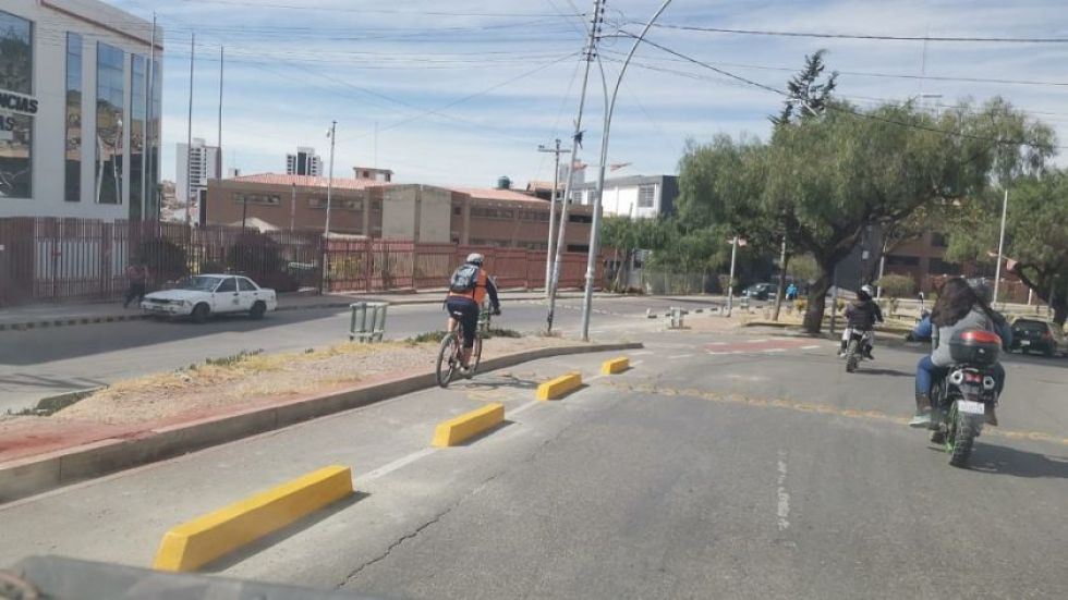 La ciclovía implementada en Sucre.