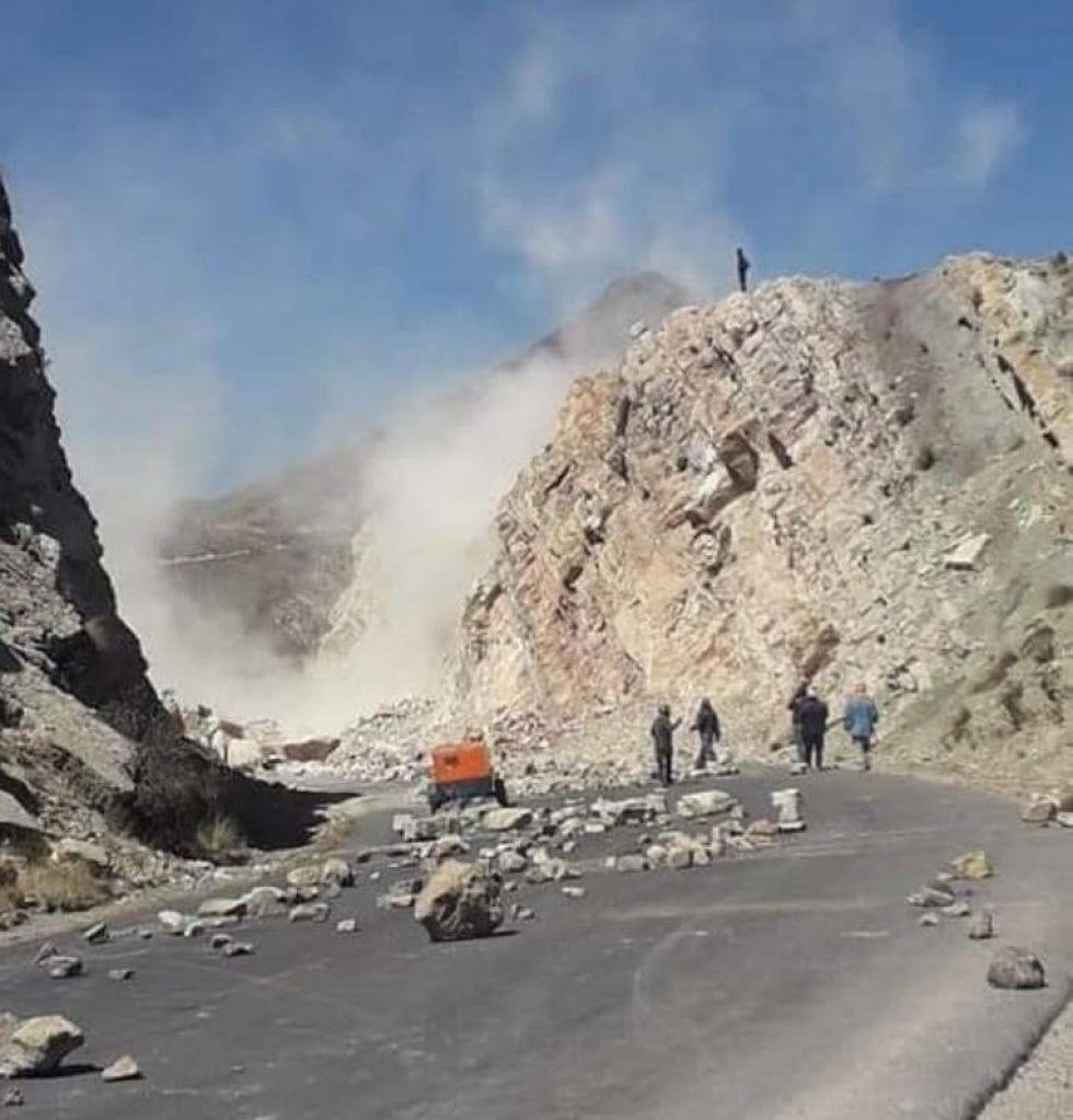 Uno de los puntos de bloqueo entre Oruro y Cochabamba.