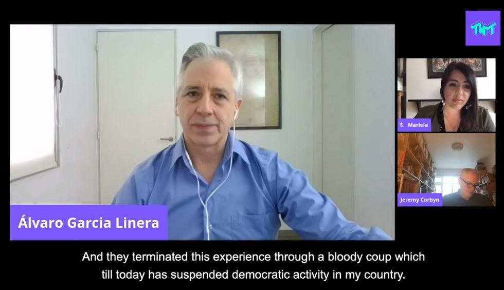 La reaparición del exvicepresidente Álvaro García Linera. 