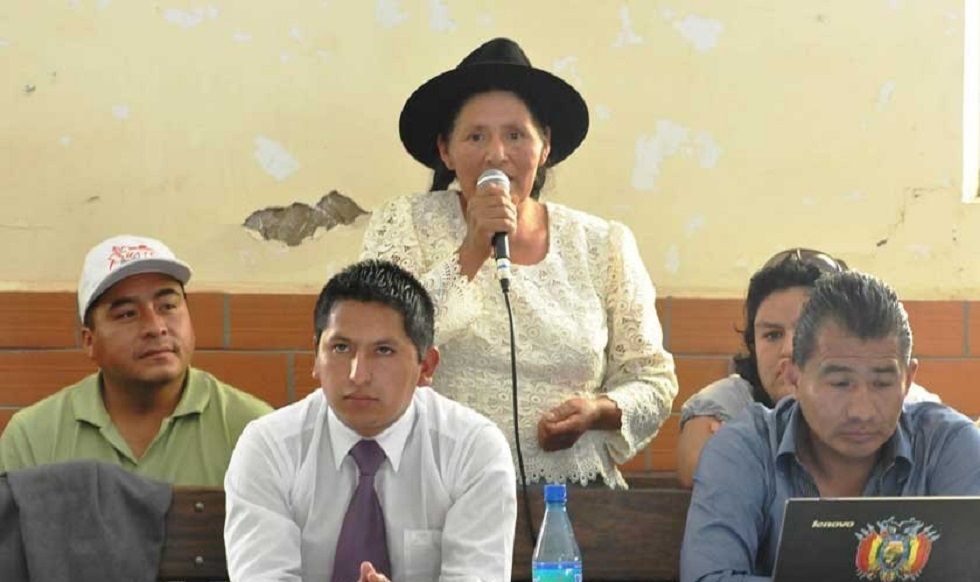 La exprefecta de Chuquisaca, Savina Cuéllar, en una de las audiencias anteriores del caso 24 de Mayo.