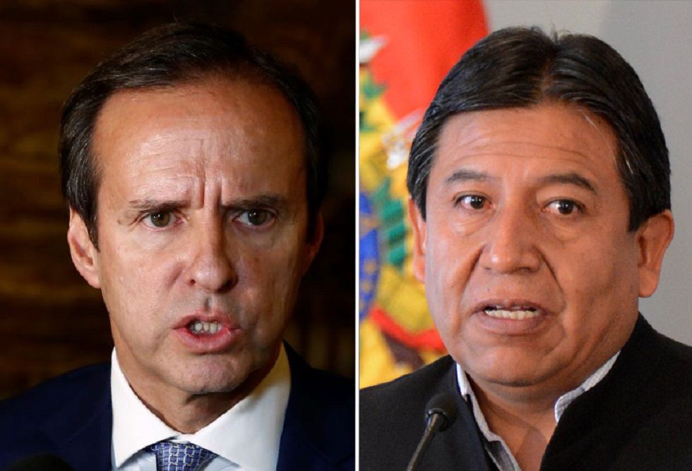 El exmandatario Jorge Tuto Quiroga (i) y el vicepresidente electo David Choquehuanca.
