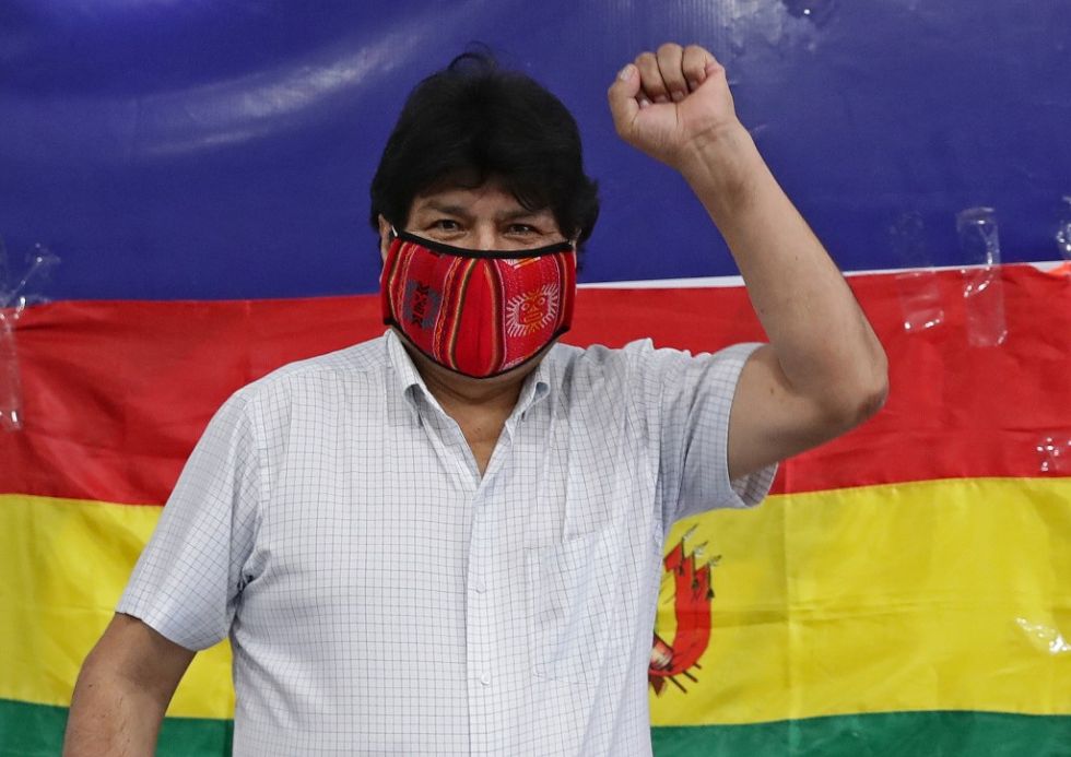 El expresidente Evo Morales, en una conferencia de prensa reciente en Argentina.