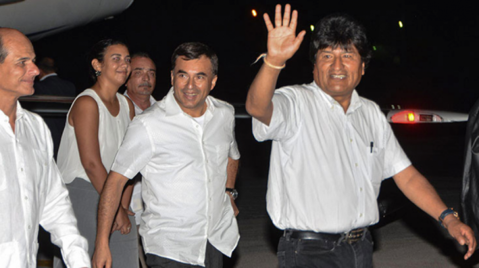 El exministro Juan Ramón Quintana y el expresidente Evo Morales, en una visita oficial a Cuba en 2017.