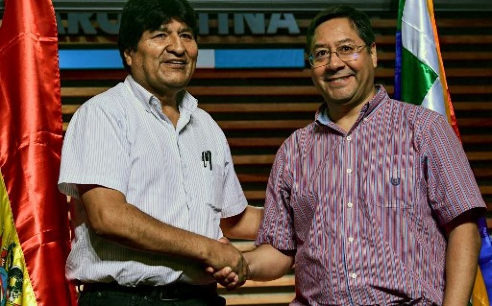 El expresidente Evo Morales y el presidente Luis Arce en enero de 2020, en Argentina.
